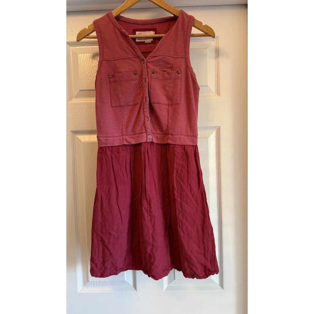 Saturday Sunday Dress Womens XS Rose Mixed Media Button Front Mini Anthropologie